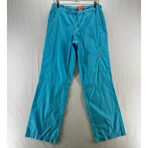 Orange Standard Scrub Pants Women Sz M Tall Cargo Drawstring Waist Straight Blue